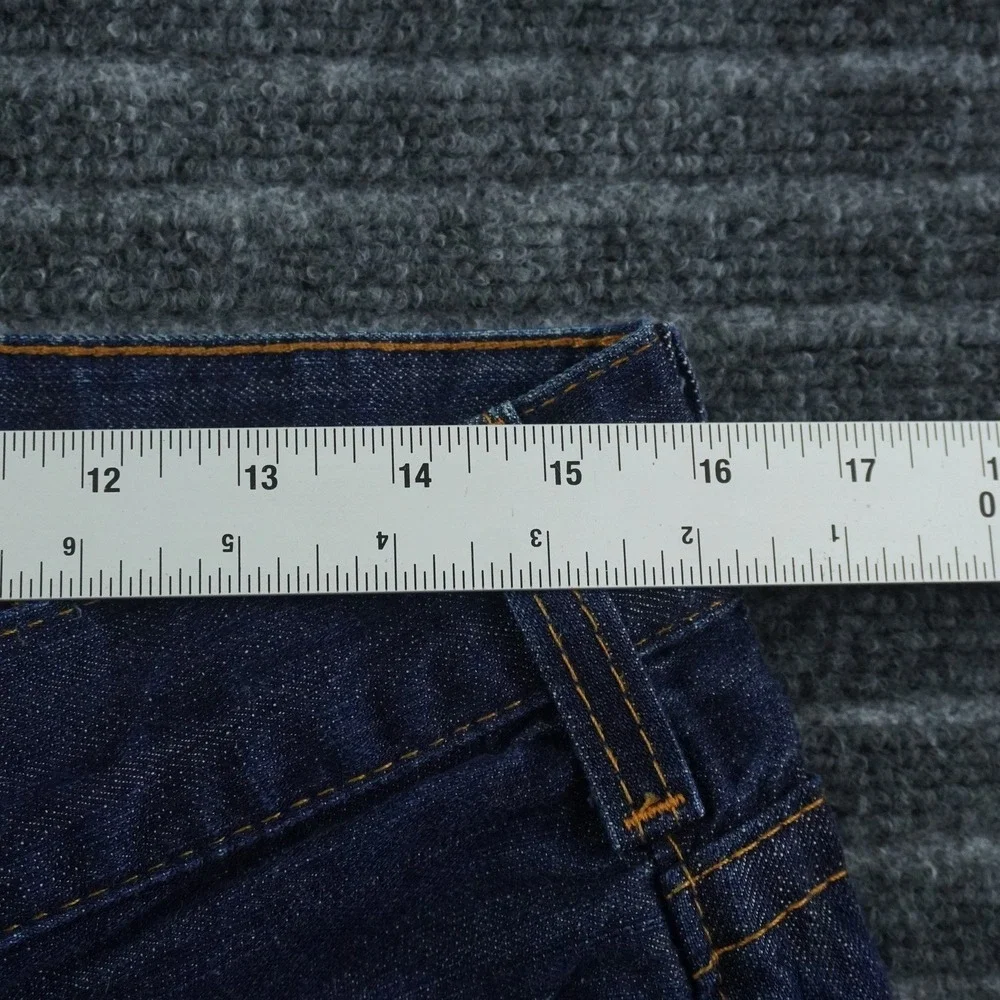 True Religion Straight Leg Jeans Mens 31 Dark Wash Blue Leather Horseshoe Logo